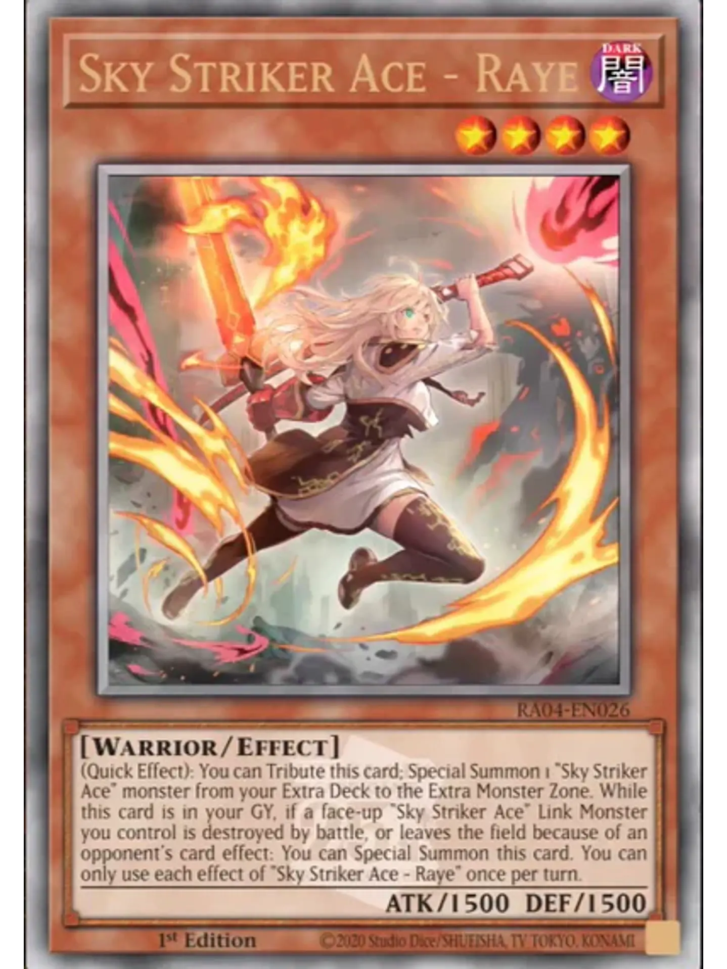 Sky Striker Ace – Raye (Alternate Art) - RA04-EN026 - Quarter Century Secret Rare 1