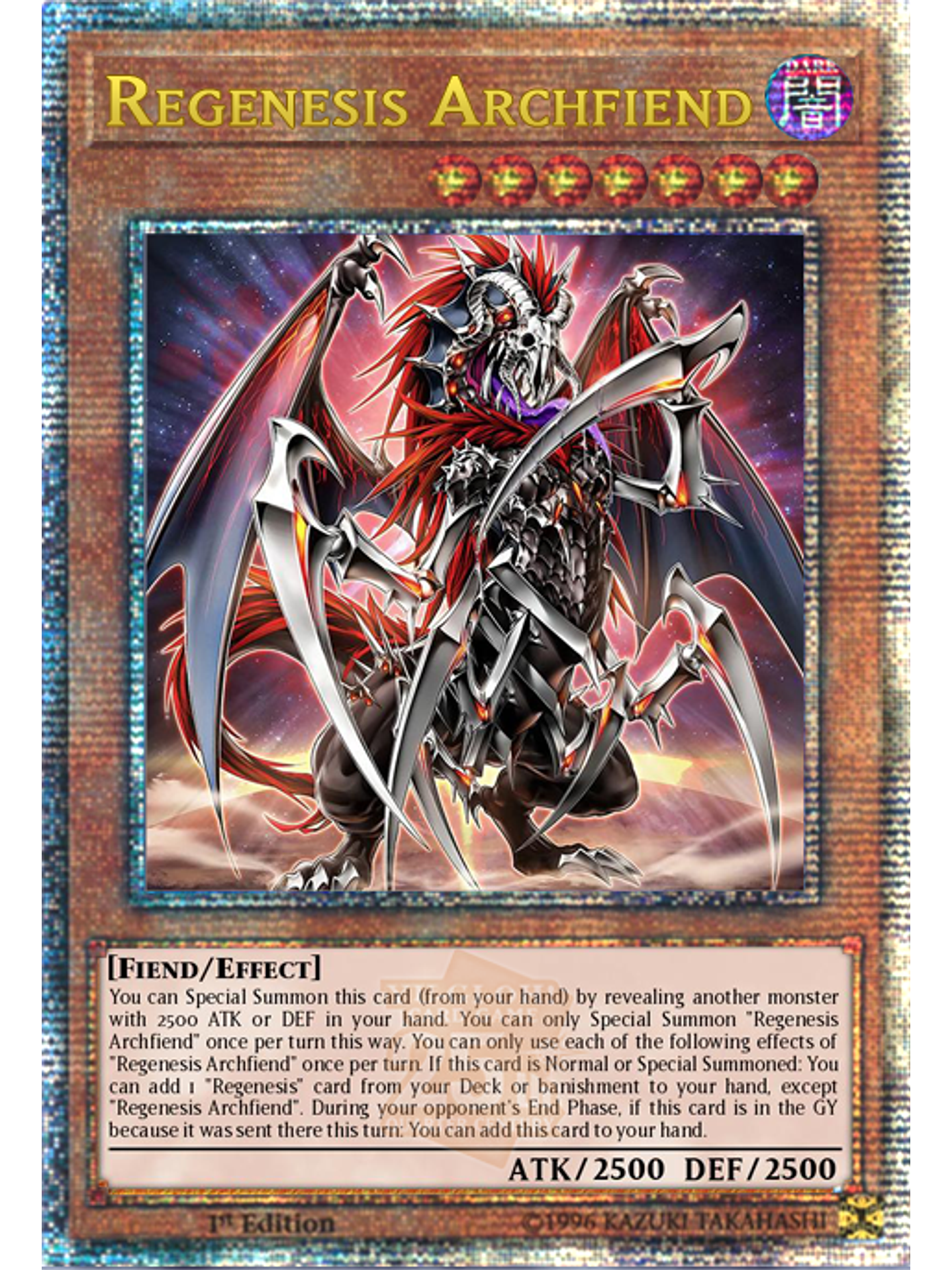 Regenesis Archfiend - ALIN-EN016 - Quarter Century Secret Rare 1st Edition 1
