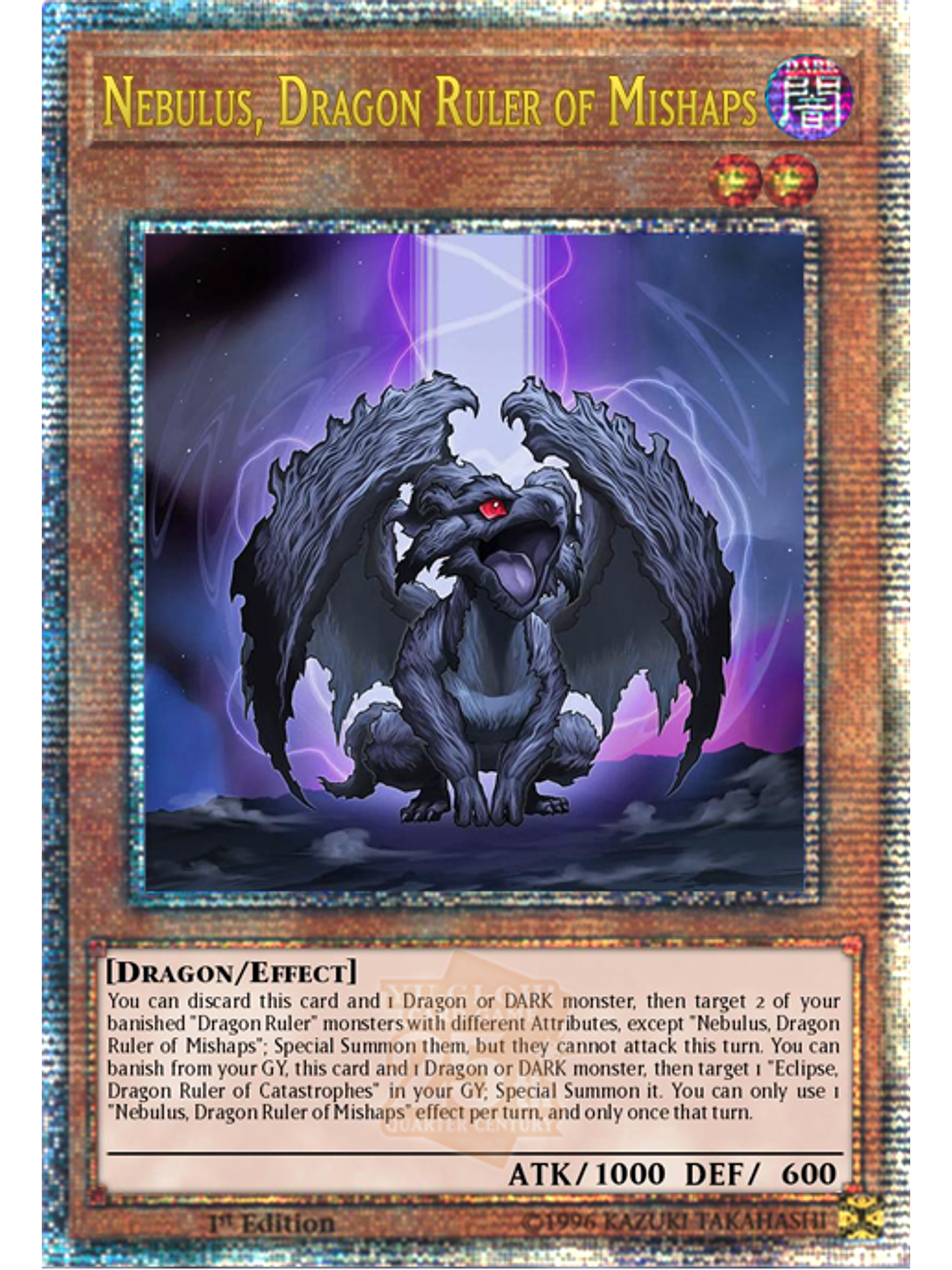 Nebulus, Dragon Ruler of Mishaps - ALIN-EN019 - Quarter Century Secret Rare 1st Edition 1