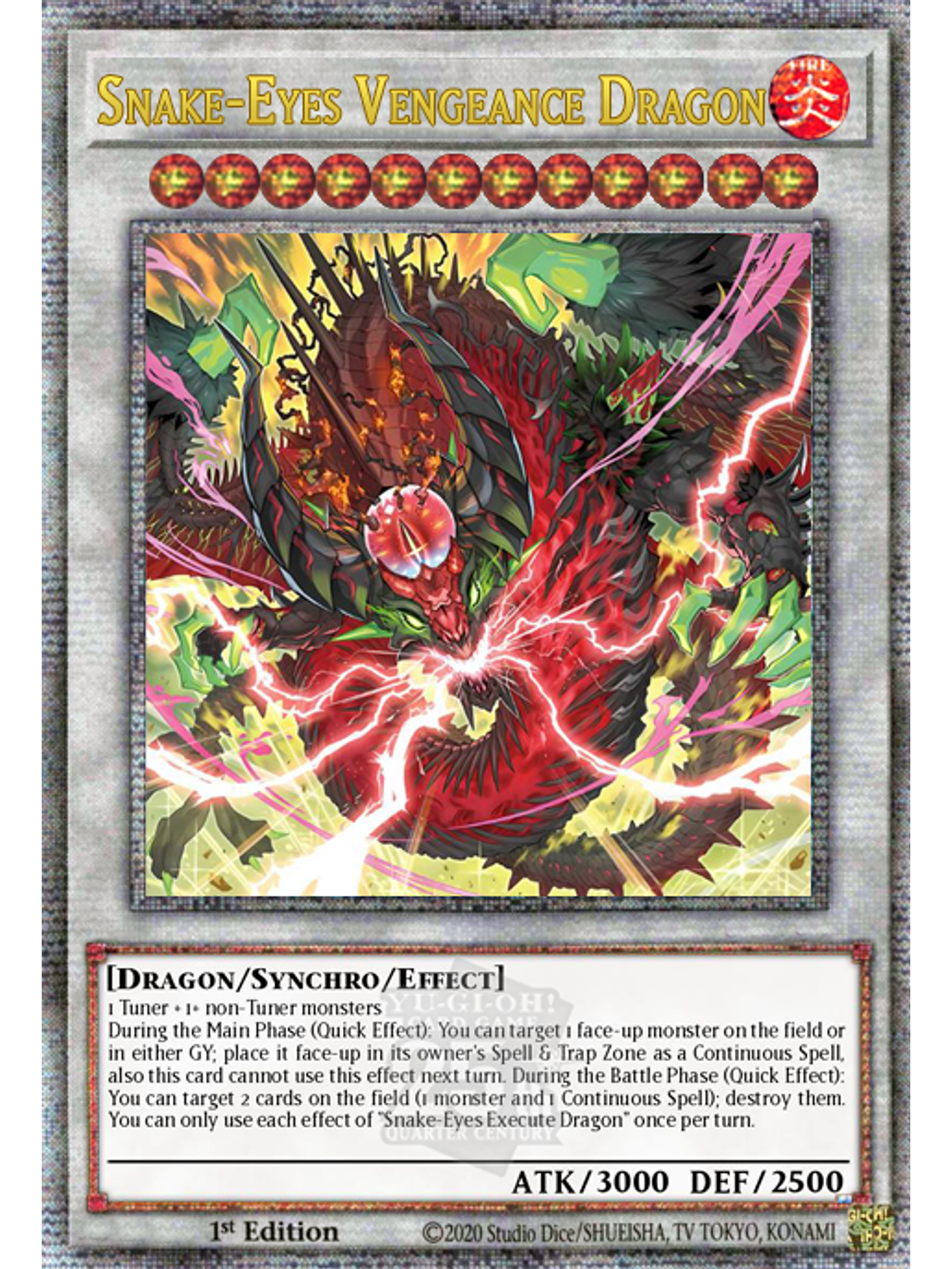 Snake-Eyes Vengeance Dragon - ALIN-EN040 - Quarter Century Secret Rare 1st Edition 1