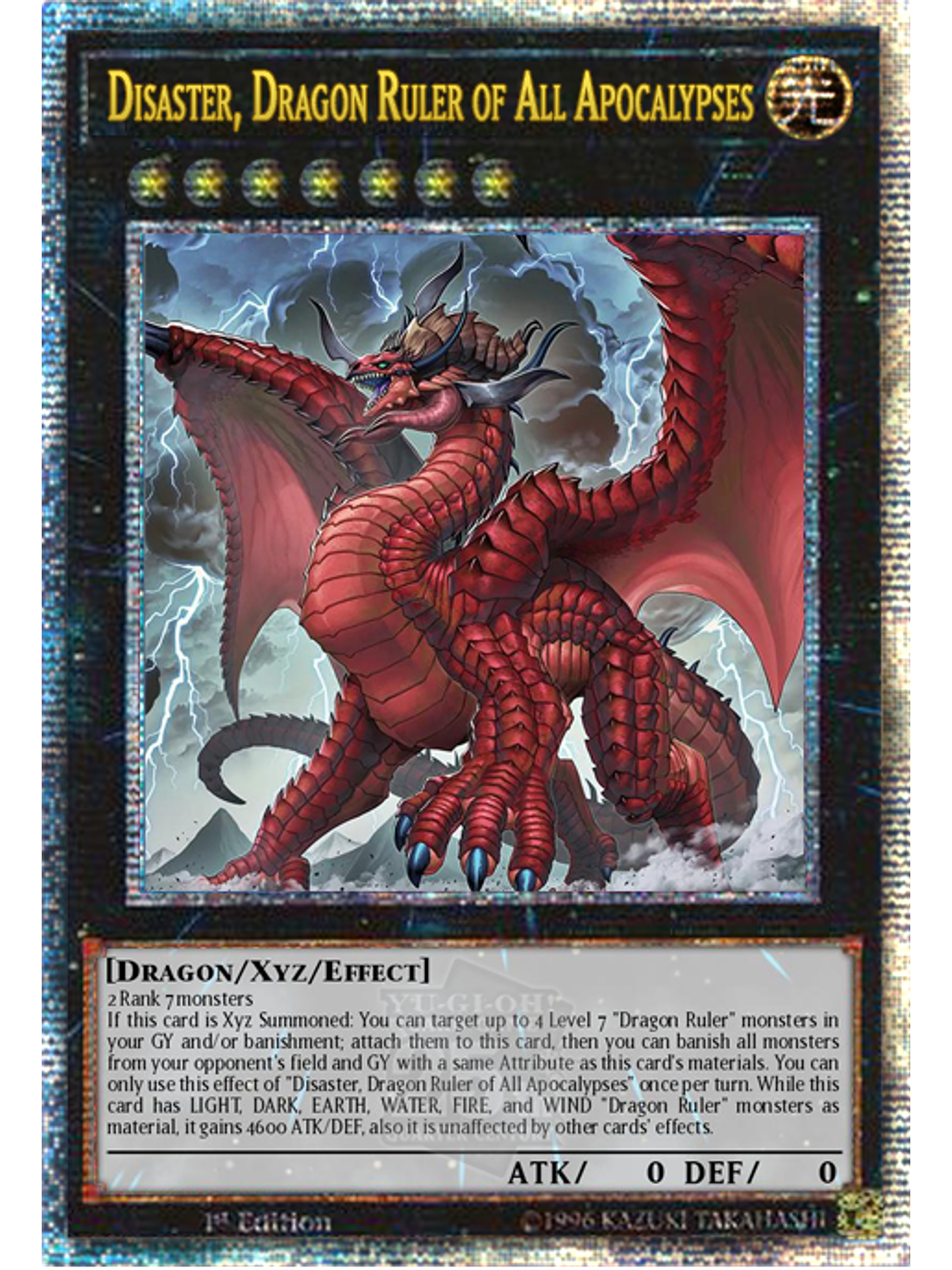 Disaster, Dragon Ruler of All Apocalypses - ALIN-EN049 - Quarter Century Secret Rare 1st Edition 1