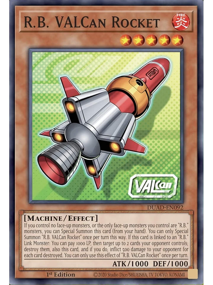 R.B. VALCan Rocket - DUAD-EN092 - Super Rare 1st Edition 1