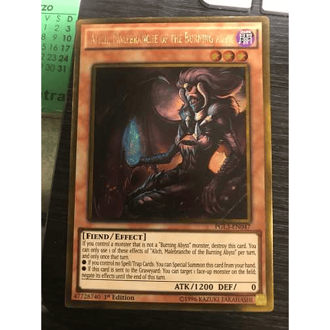 Alich, Malebranche of the Burning Abyss - PGL3-EN047 - Gold Rare 1st Edition