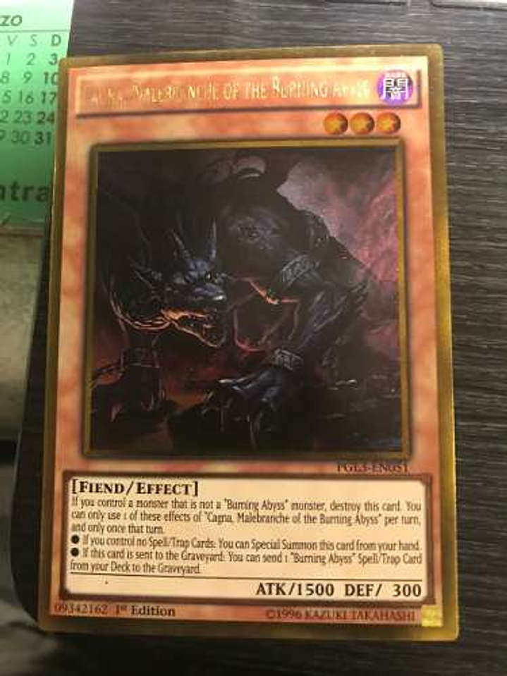 Cagna, Malebranche of the Burning Abyss - PGL3-EN051 - Gold Rare 1st Edition 1