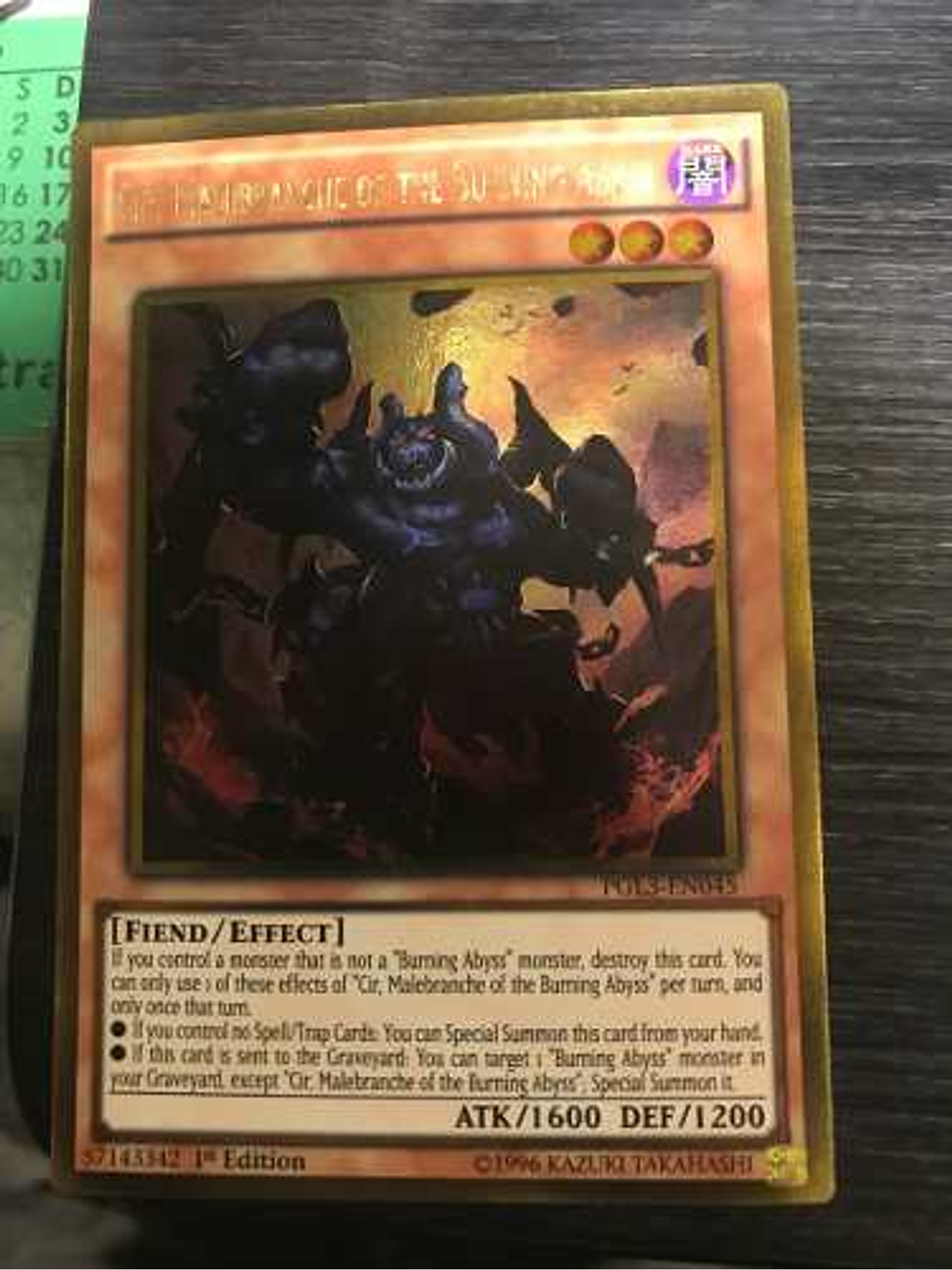 Cir, Malebranche of the Burning Abyss - PGL3-EN045 - Gold Rare 1st Edition 1