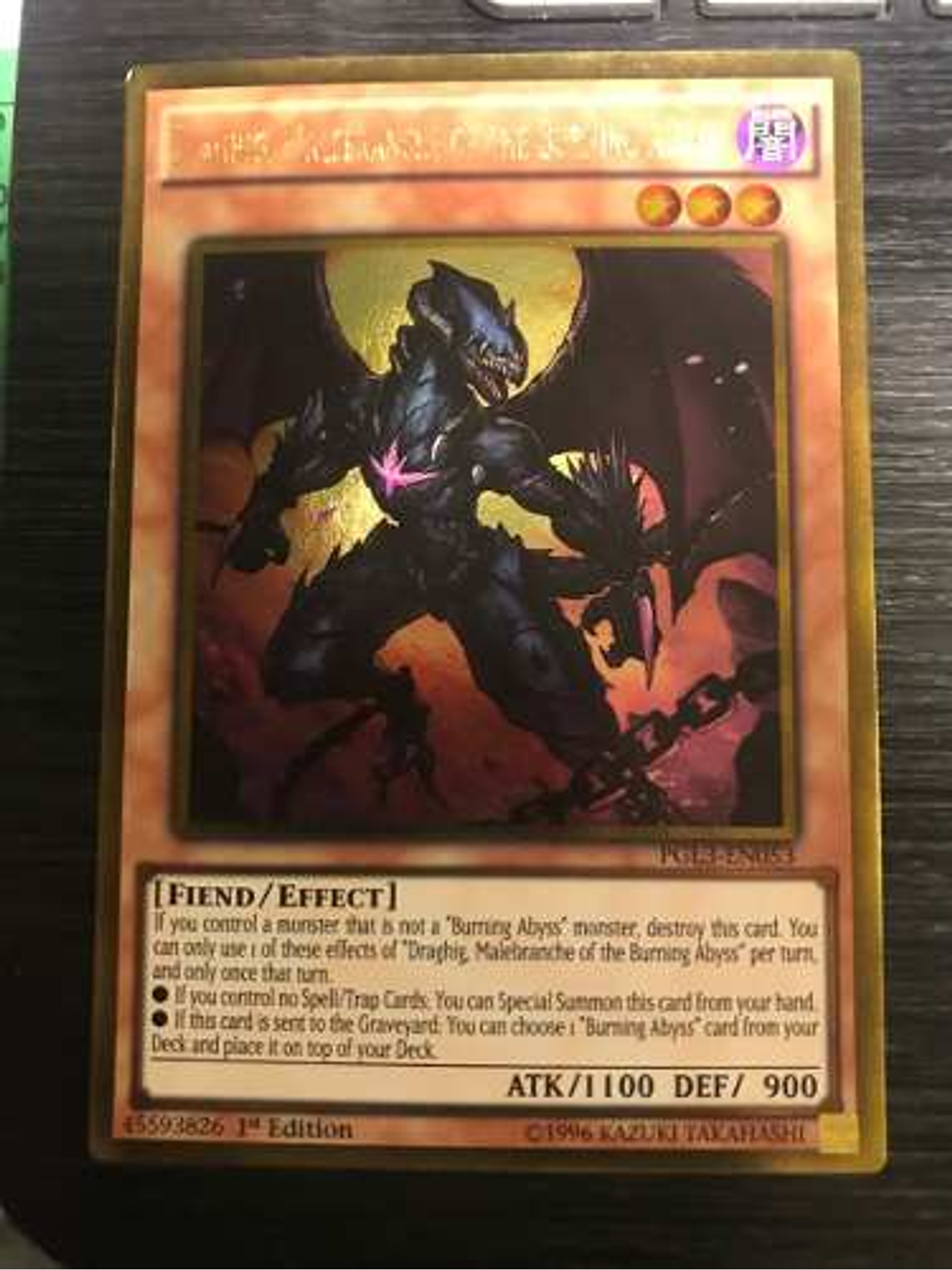 Draghig, Malebranche of the Burning Abyss - PGL3-EN053 - Gold Rare 1st Edition 1