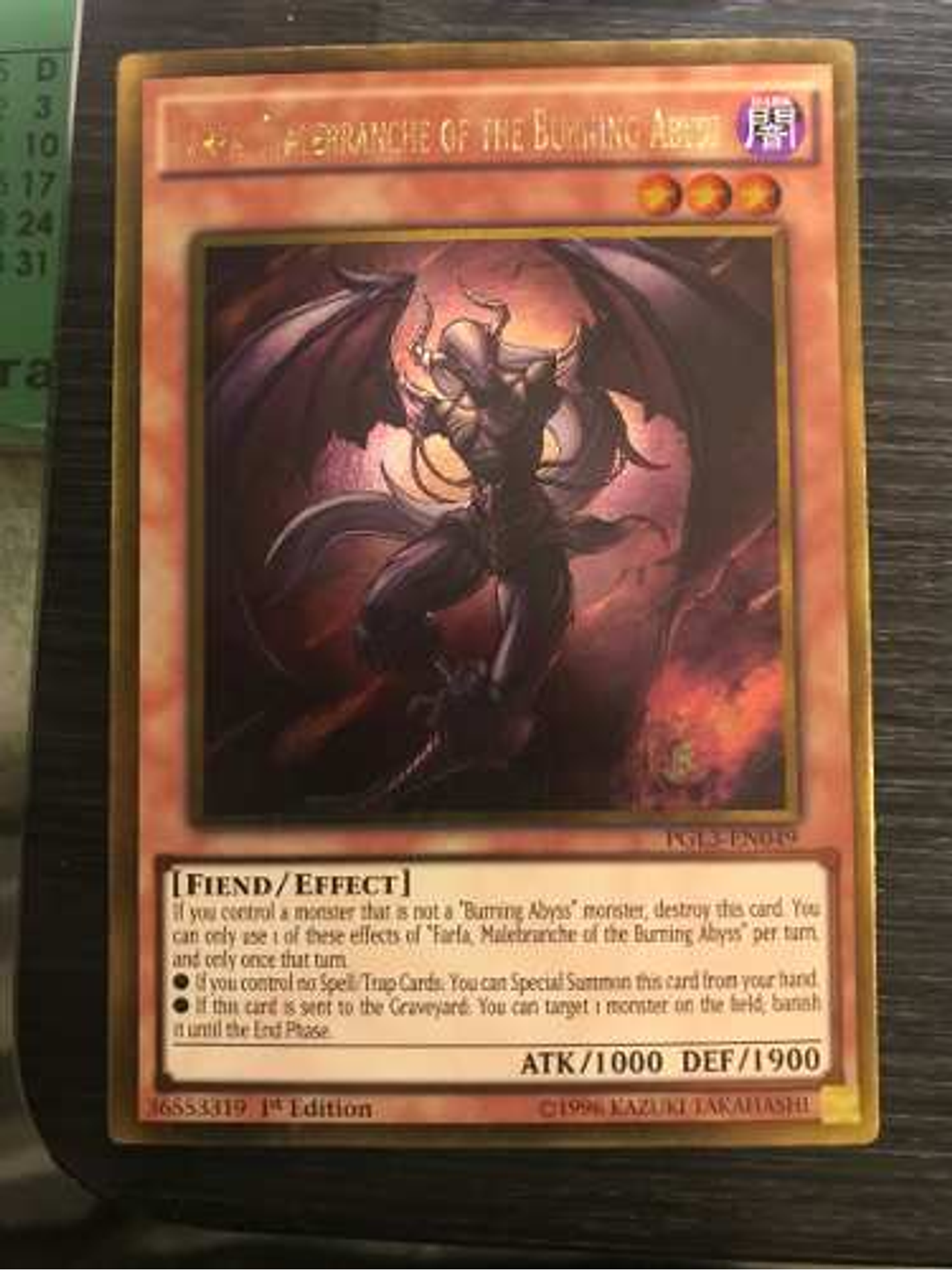Farfa, Malebranche of the Burning Abyss - PGL3-EN049 - Gold Rare 1st Edition 1