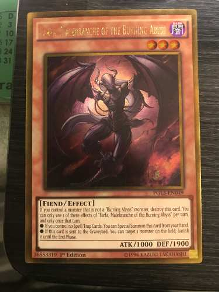 Farfa, Malebranche of the Burning Abyss - PGL3-EN049 - Gold Rare 1st Edition 1
