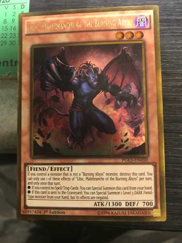 Libic, Malebranche of the Burning Abyss - PGL3-EN050 - Gold Rare 1st Edition 1