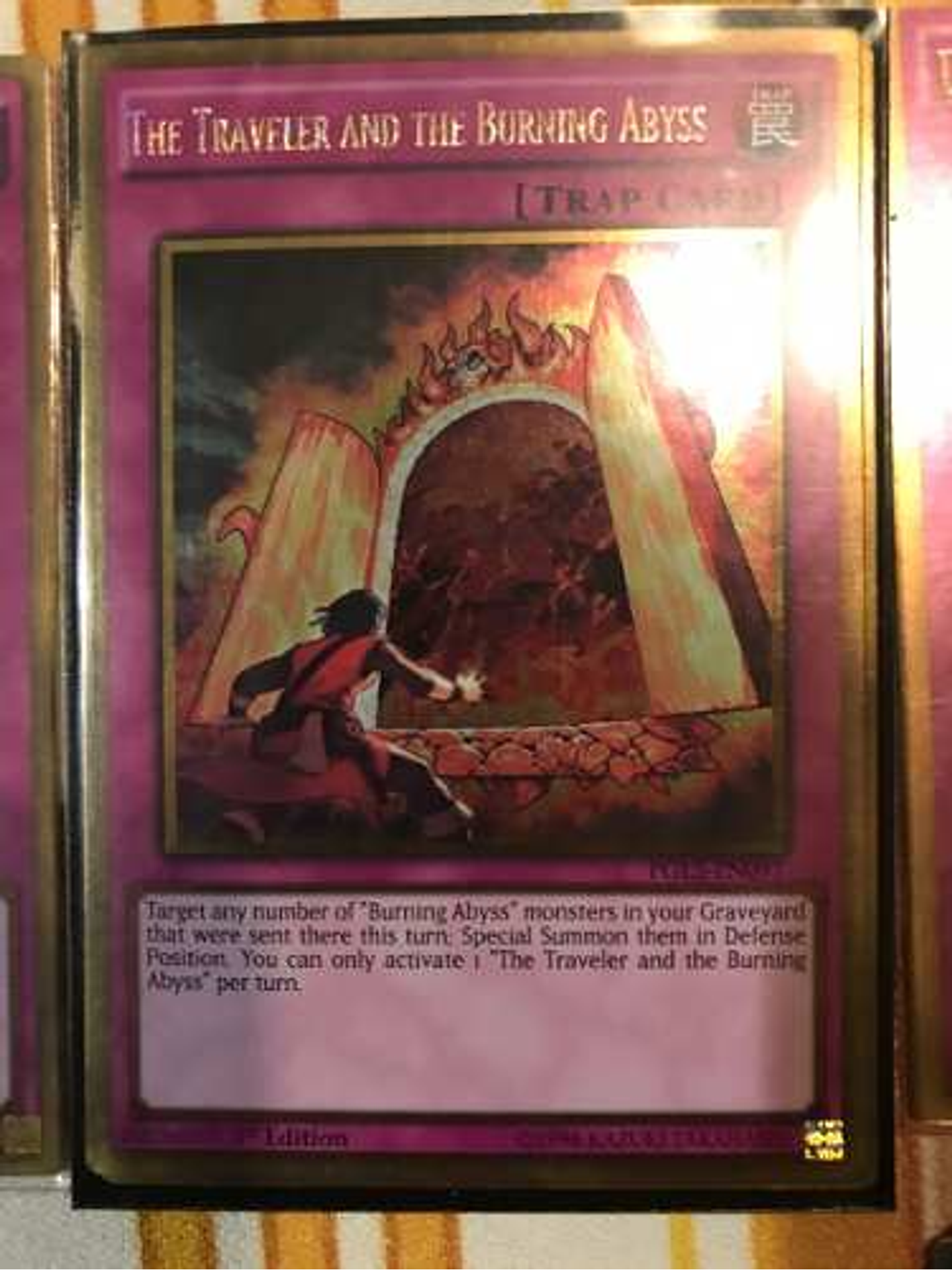 The Traveler and the Burning Abyss - PGL3-EN097 - Gold Rare 1st Edition 1