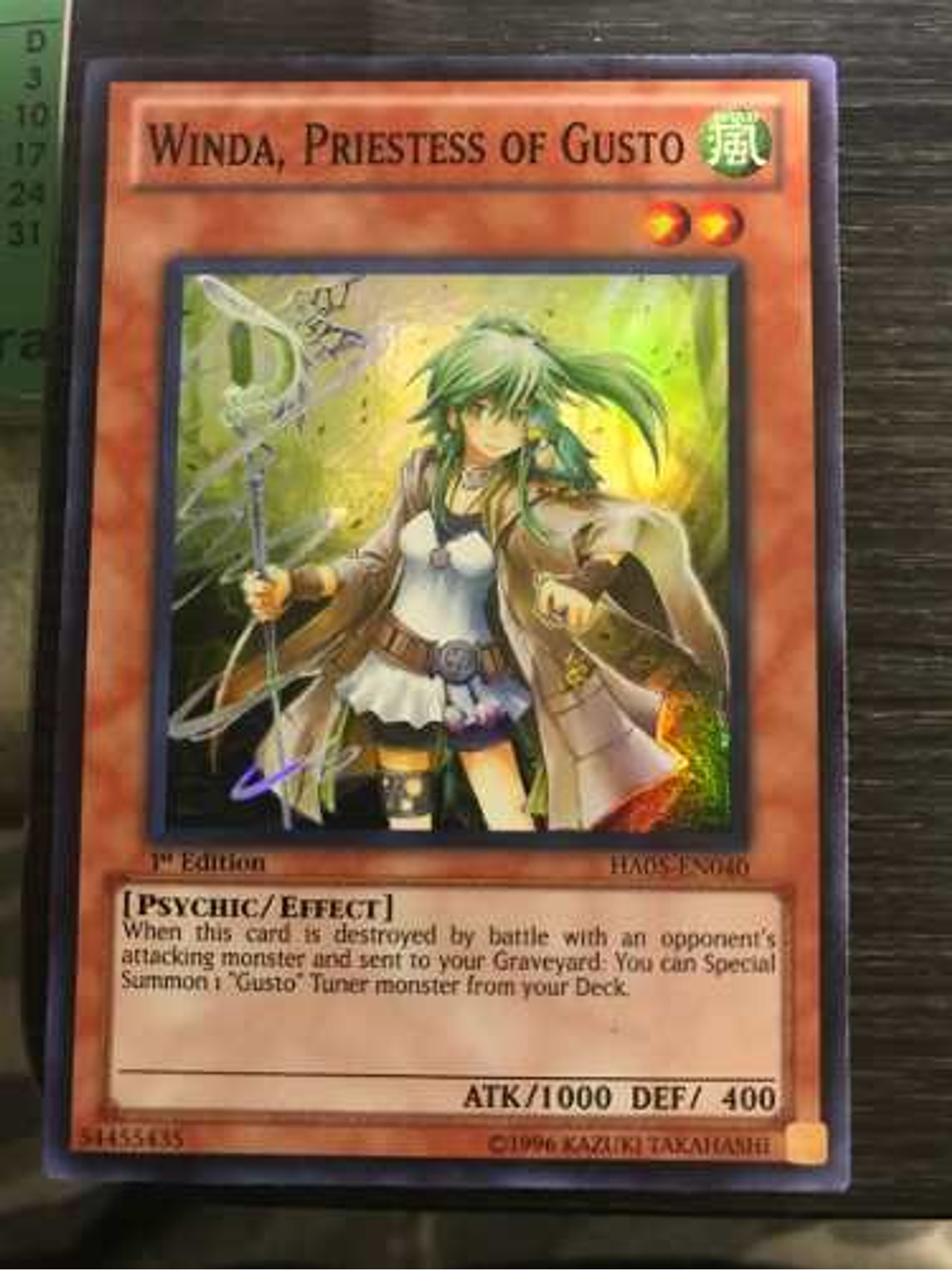 Winda, Priestess Of Gusto - ha05-en040 - Super Rare 1st Edit 1