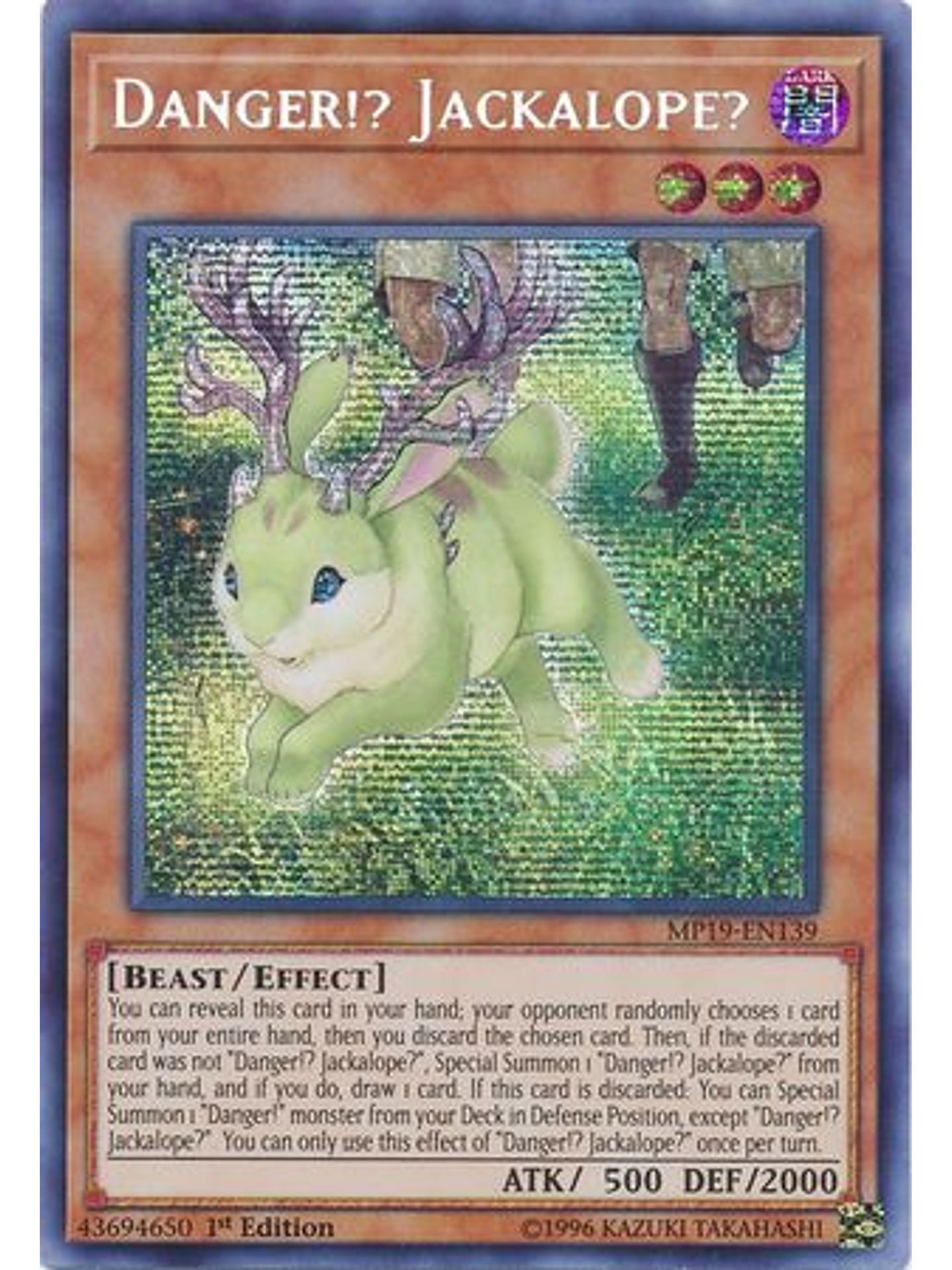 Danger!? Jackalope? - MP19-EN139 - Prismatic Secret Rare 1st Edition 1