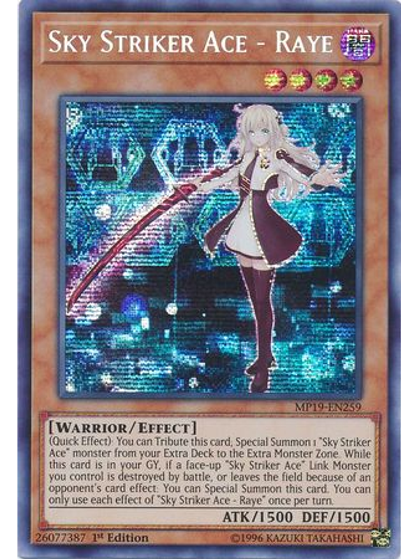 Sky Striker Ace - Raye - MP19-EN259 - Prismatic Secret Rare 1st Edition 1