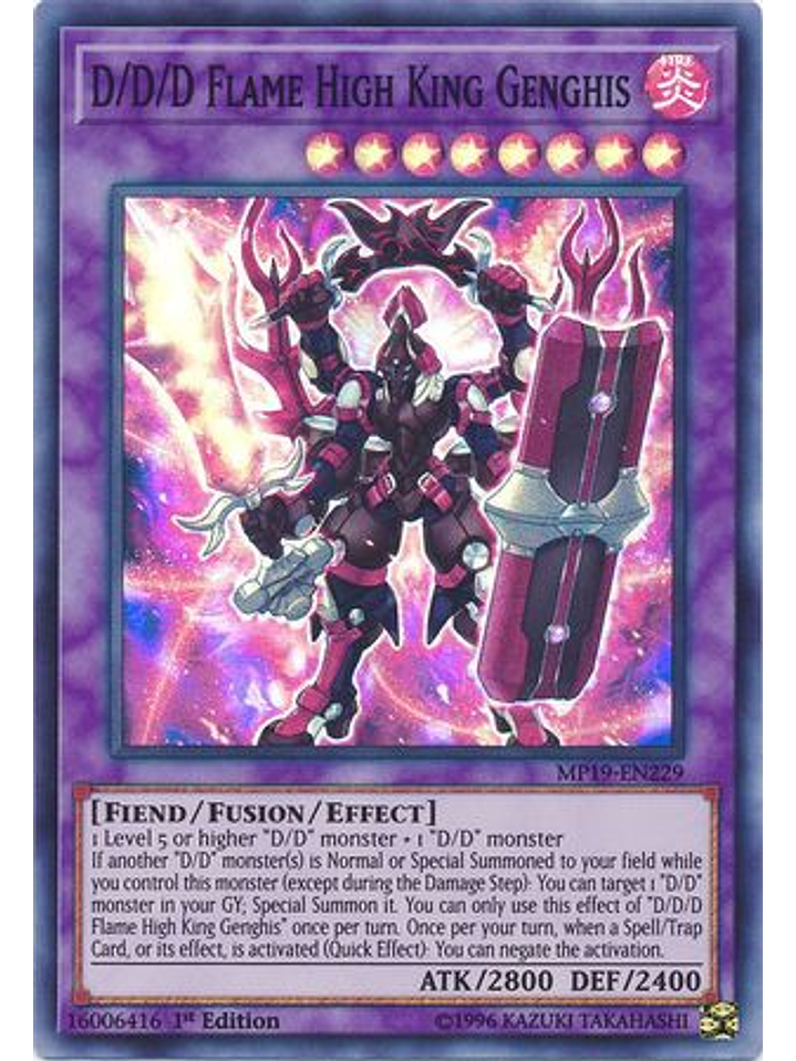 D/D/D Flame High King Genghis - MP19-EN229 - Super Rare 1st Edition 1