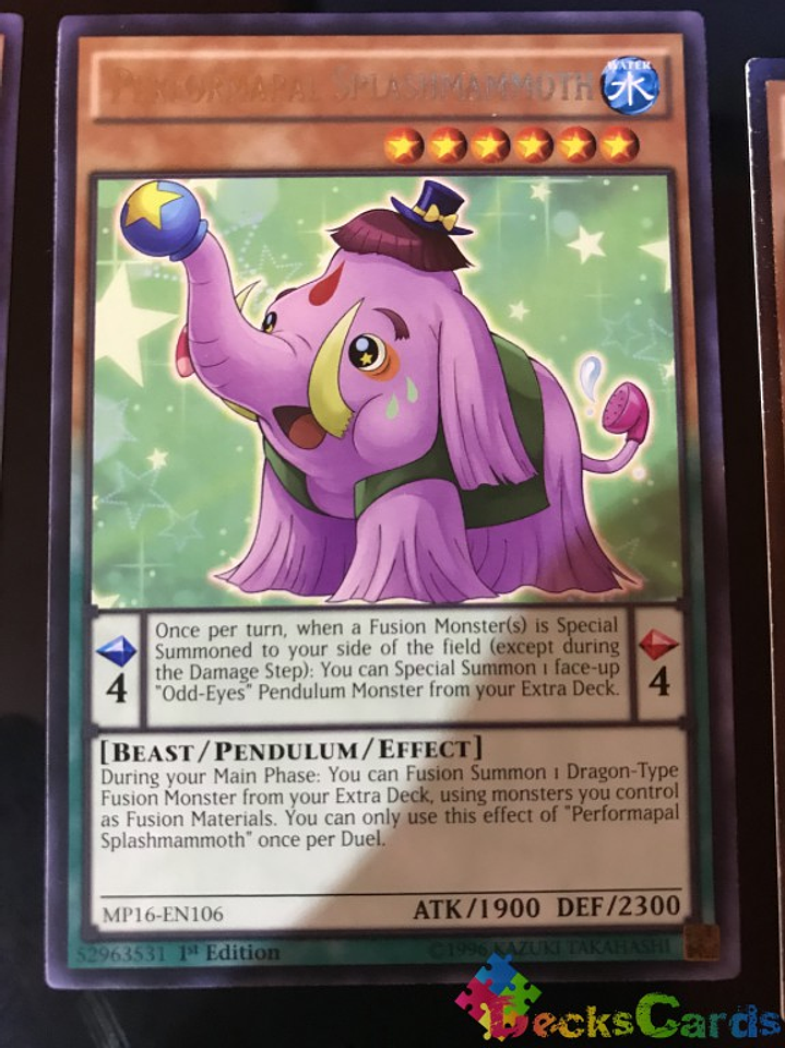 Performapal Splashmammoth - MP16-EN106 - Rare 1st Edition 1