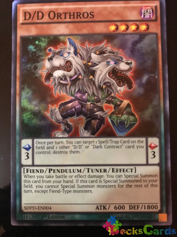 D/D Orthros - SDPD-EN004 - Super Rare 1st Edition 1