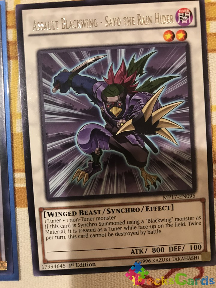 Assault Blackwing - Sayo the Rain Hider - MP17-EN095 - Rare 1st Edition 1