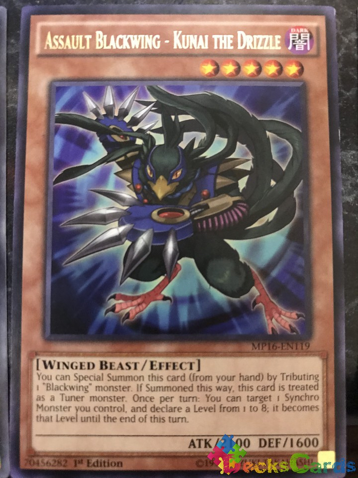 Assault Blackwing - Kunai the Drizzle - MP16-EN119 - Rare 1st Edition 1