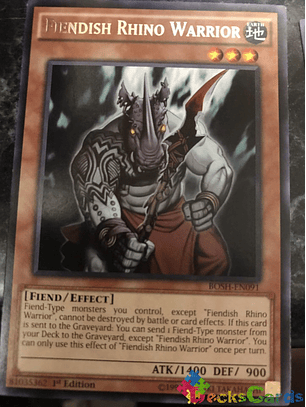Fiendish Rhino Warrior - BOSH-EN091 - Rare 1st Edition