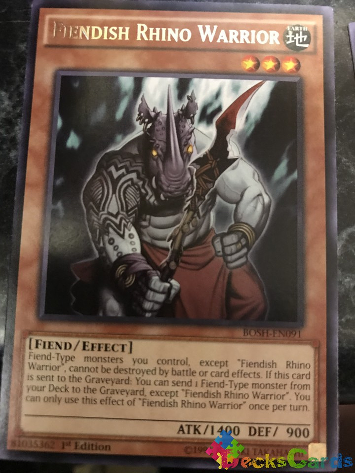 Fiendish Rhino Warrior - BOSH-EN091 - Rare 1st Edition 1
