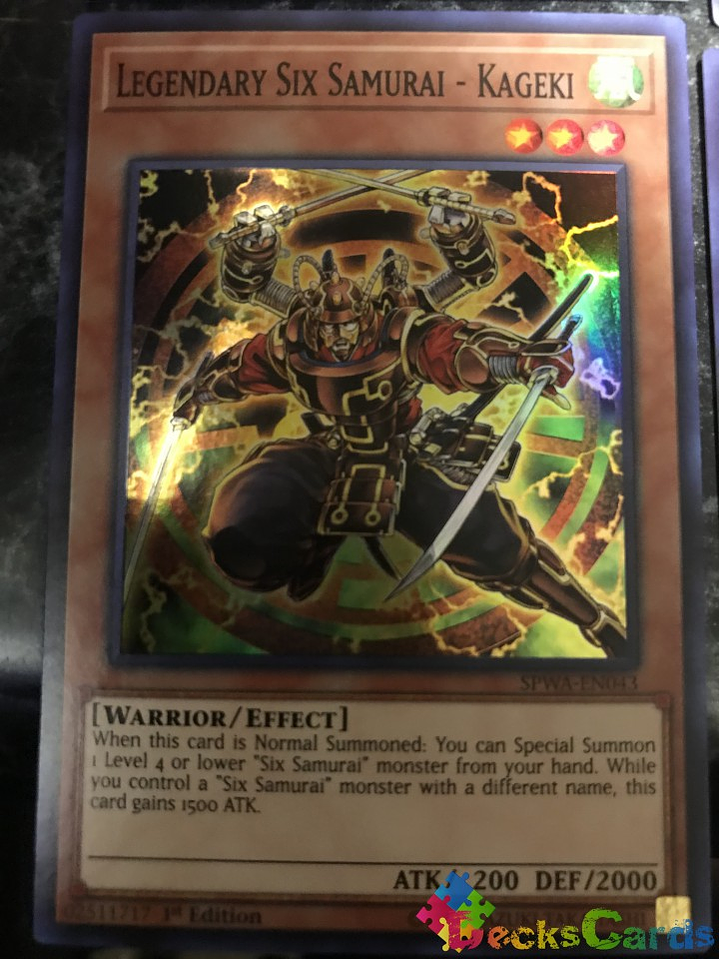 Legendary Six Samurai - Kageki - SPWA-EN043 - Super Rare 1st Edition 1