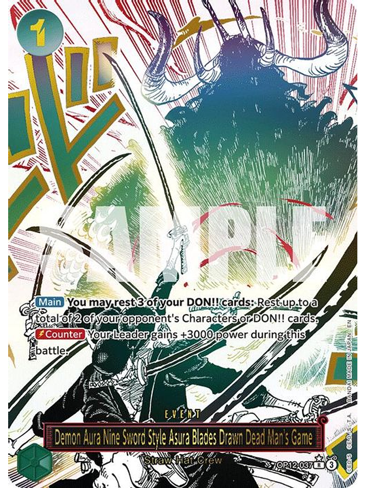 OP12-037 (Alternate Art) Demon Aura Nine Sword Style Asura Blades Drawn Dead Man's Game 1