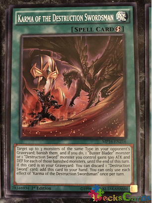 Karma of the Destruction Swordsman - MP16-EN216 - Common 1st Edition