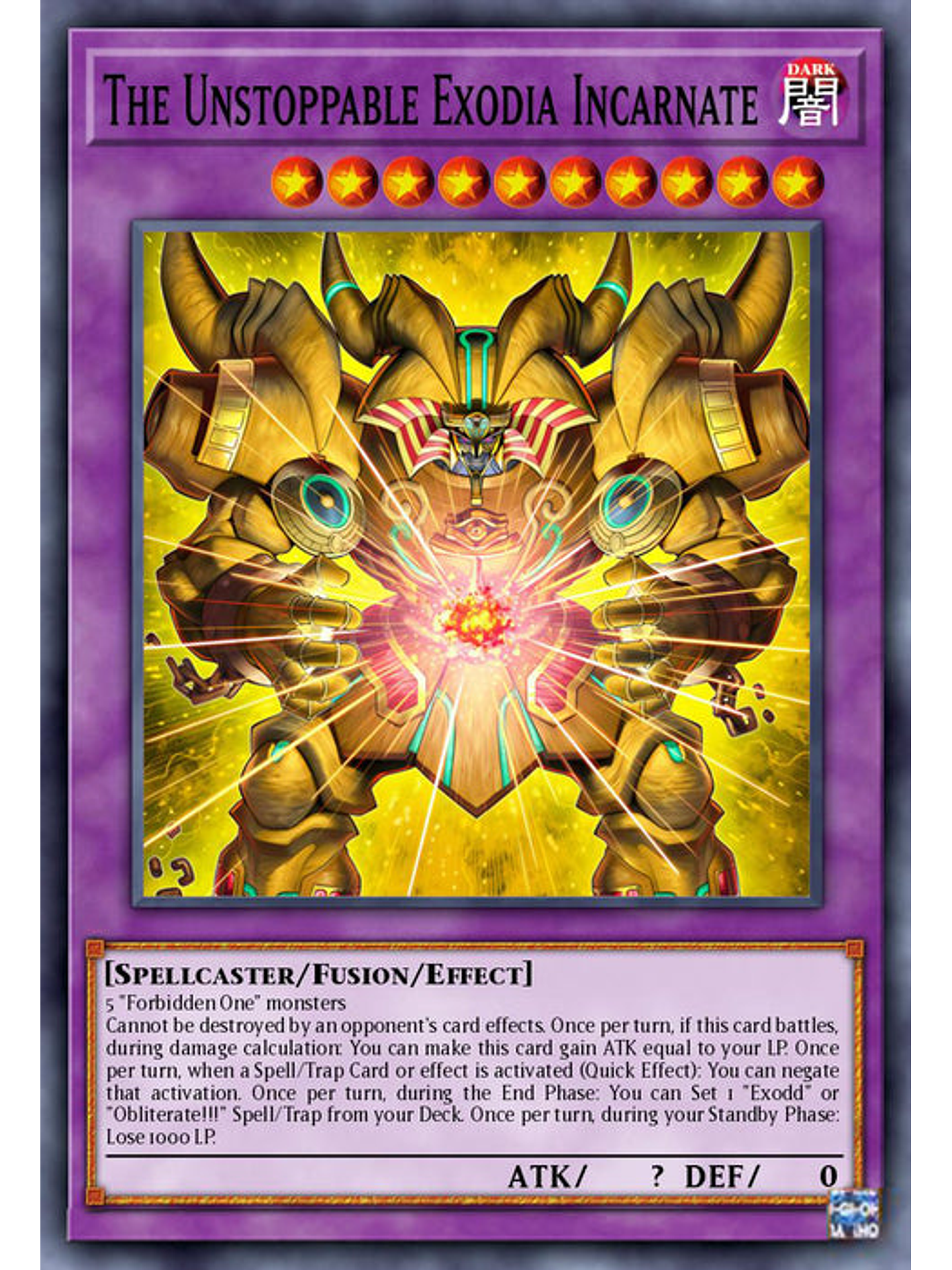 The Unstoppable Exodia Incarnate - MP25-EN008 - Starlight Rare 1st Edition 1