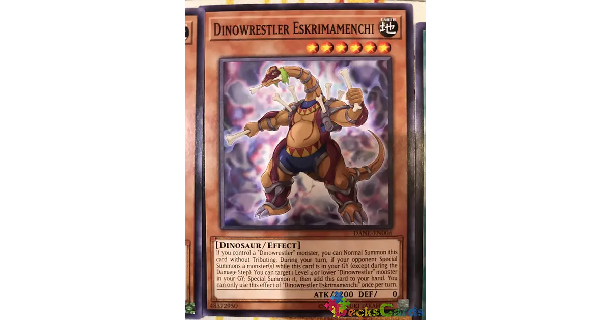 Yu-Gi-Oh Dinowrestler Eskrimamenchi Yu-Gi-Oh! Dinowrestler Eskrimamenchi -  DANE-EN006 Common - Dark Neostorm Booster Pack Card Dinowrestler  Eskrimamenchi DANE-EN006