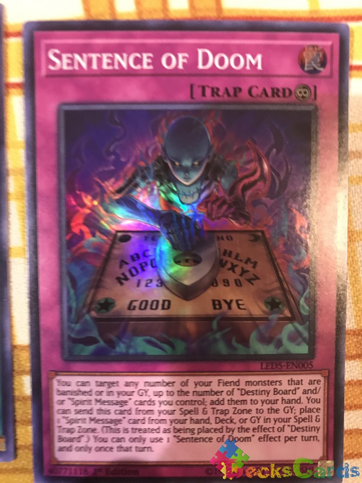 Sentence of Doom - LED5-EN005 - Super Rare 1st Edition