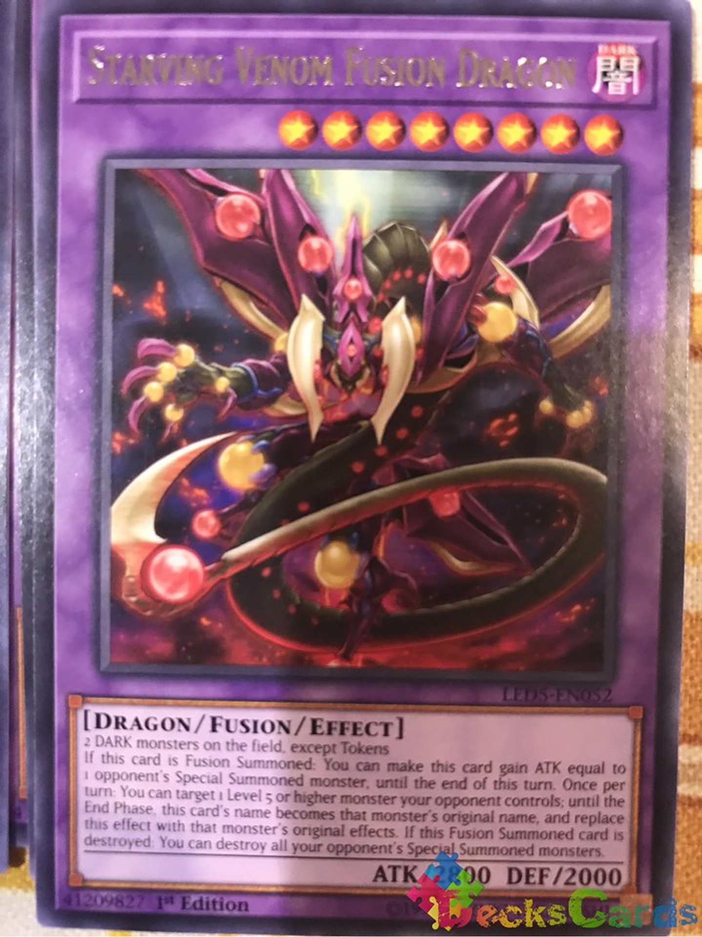Starving Venom Fusion Dragon - LED5-EN052 - Rare 1st Edition 1