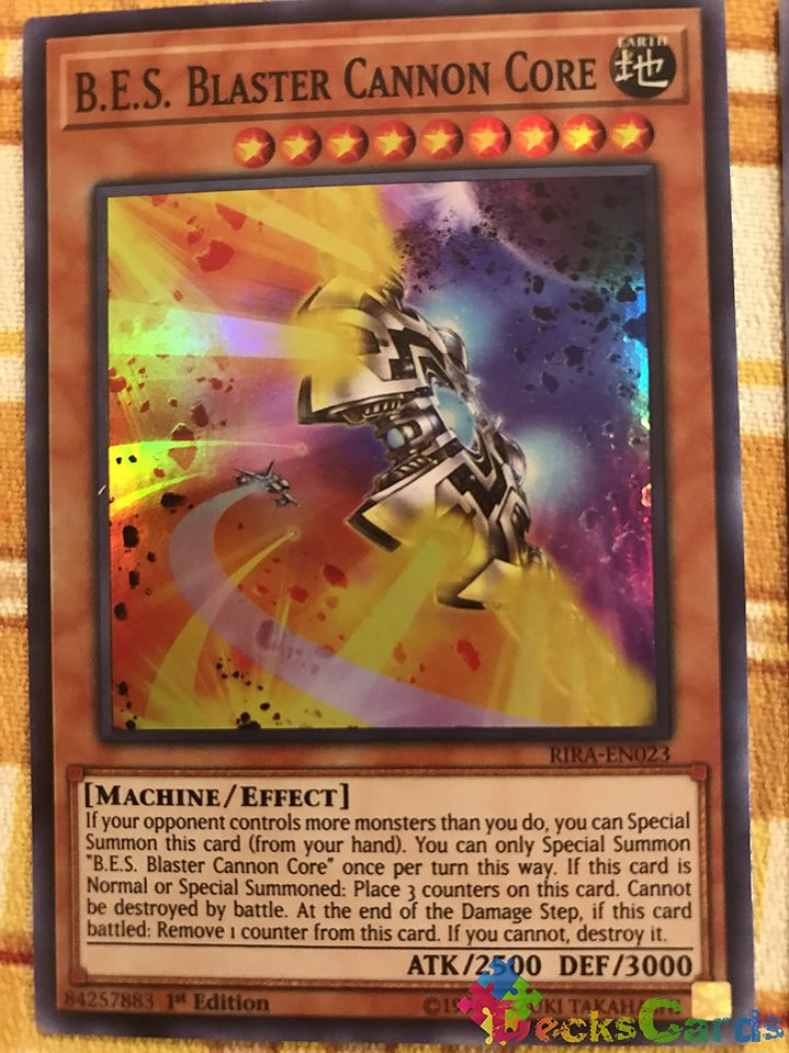 B.E.S. Blaster Cannon Core - RIRA-EN023 - Super Rare 1st Edition 1