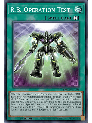 R.B. Operation Test - DOOD-EN094 - Super Rare 1st Edition