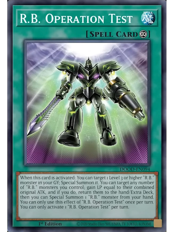 R.B. Operation Test - DOOD-EN094 - Super Rare 1st Edition 1