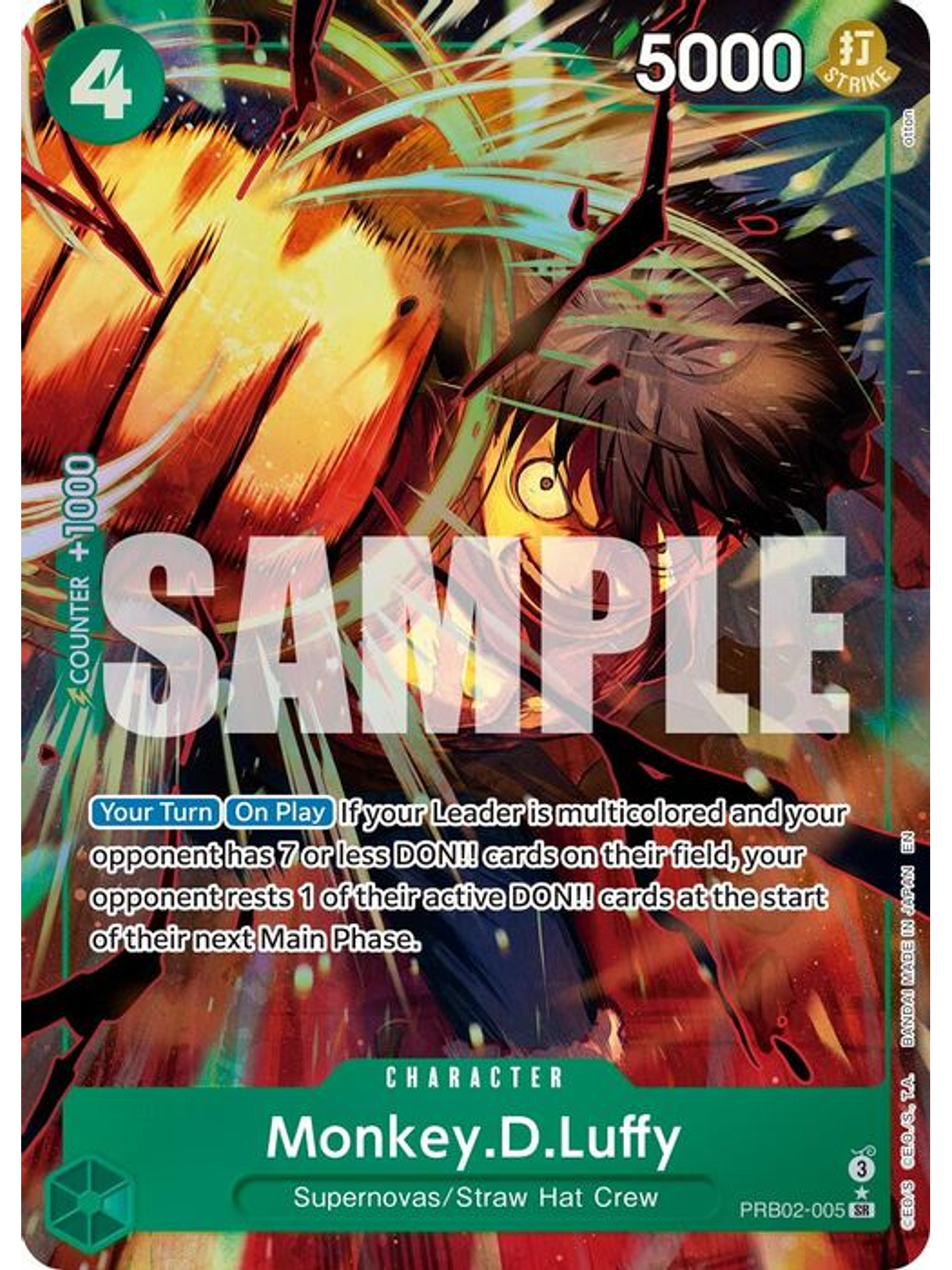 PRB02-005 (Alternate Art) Monkey.D.Luffy 1