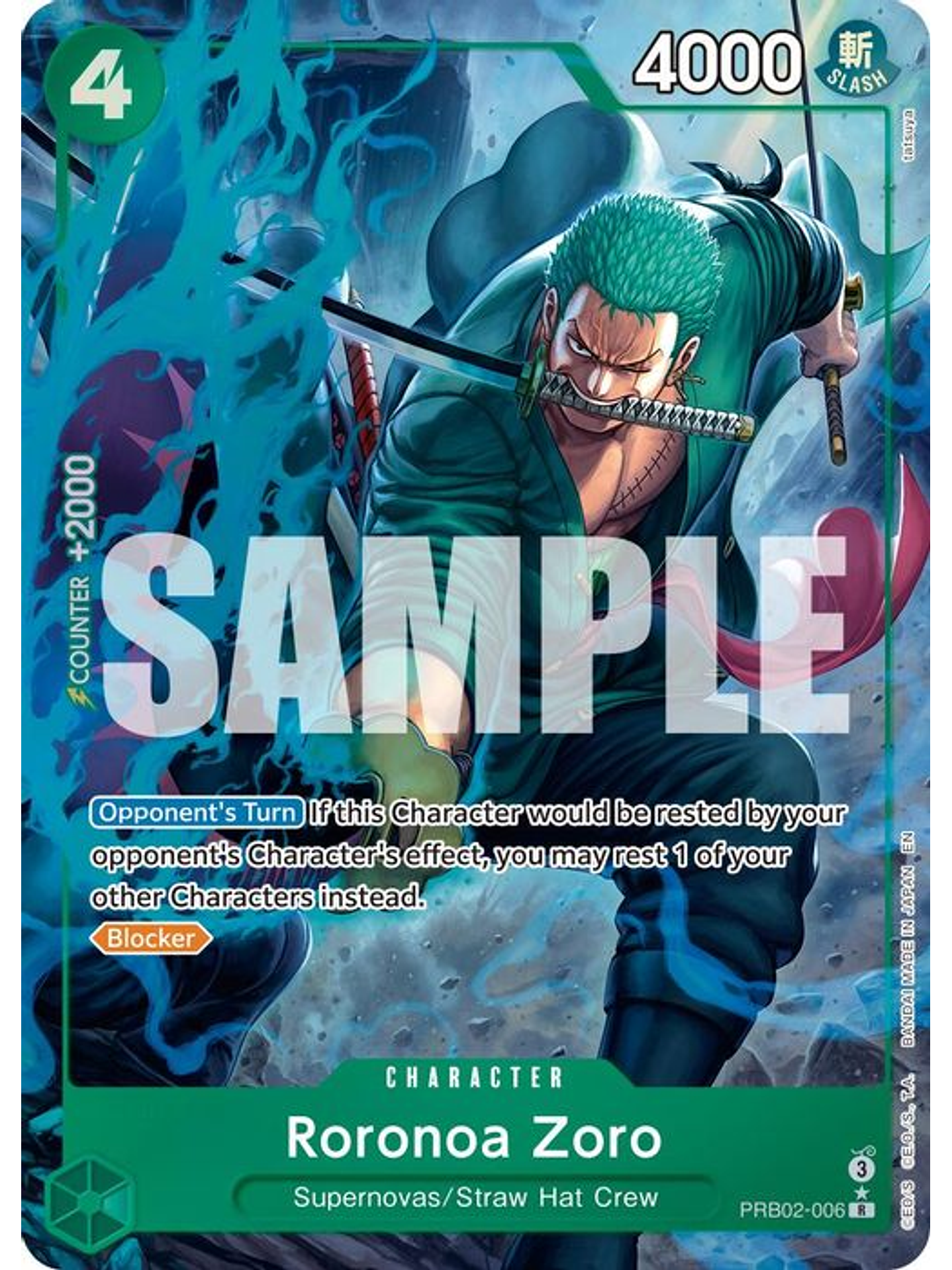 PRB02-006 (Alternate Art) Roronoa Zoro 1