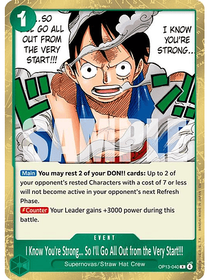 OP13-040 R I Know You're Strong... So I'll Go All Out from the Very Start!!!