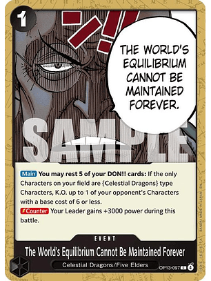 OP13-097 C The World's Equilibrium Cannot Be Maintained Forever