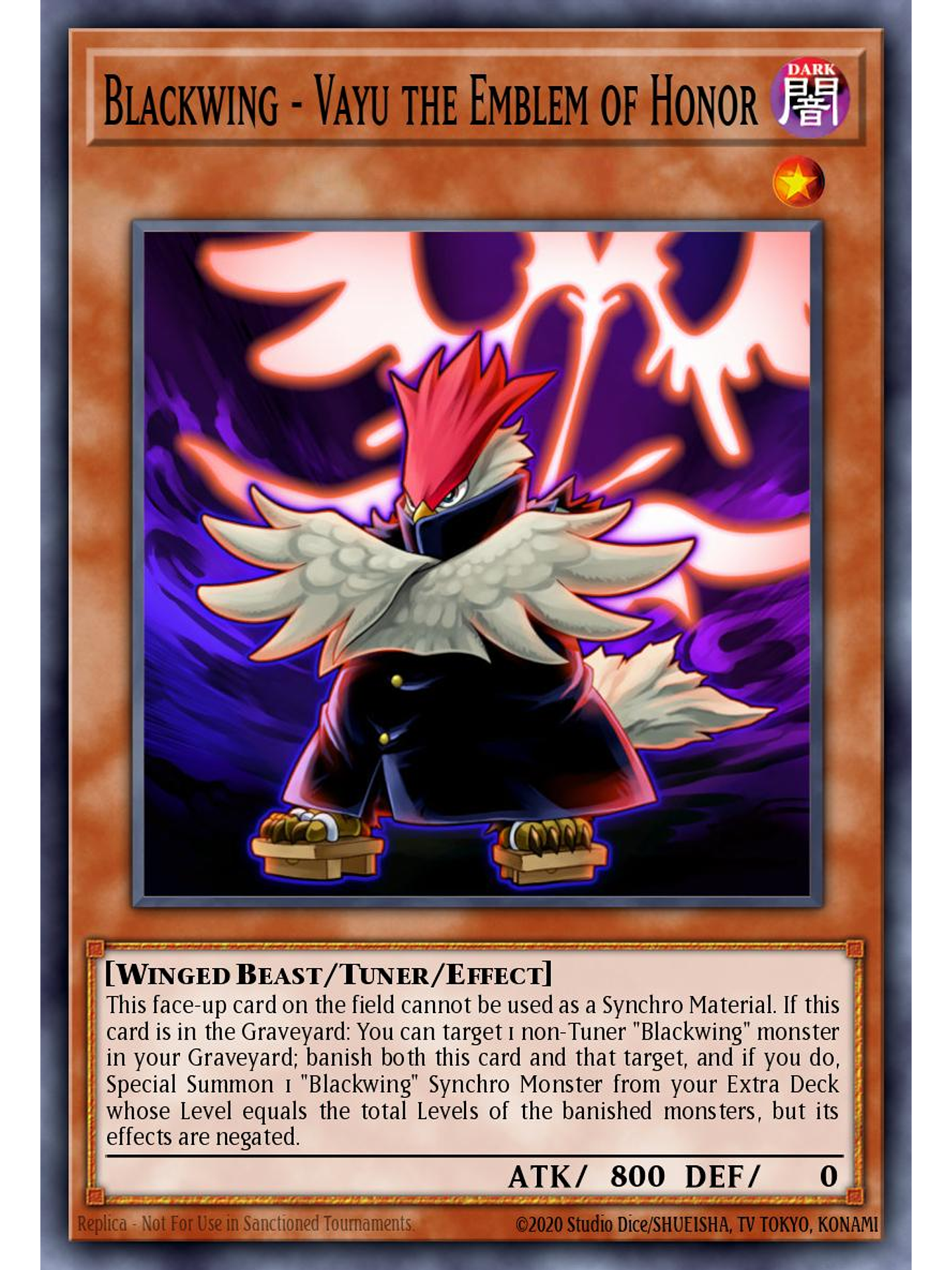 Blackwing - Vayu the Emblem of Honor - L5DD-ENC03 - Ultra Rare 1st Edition 1