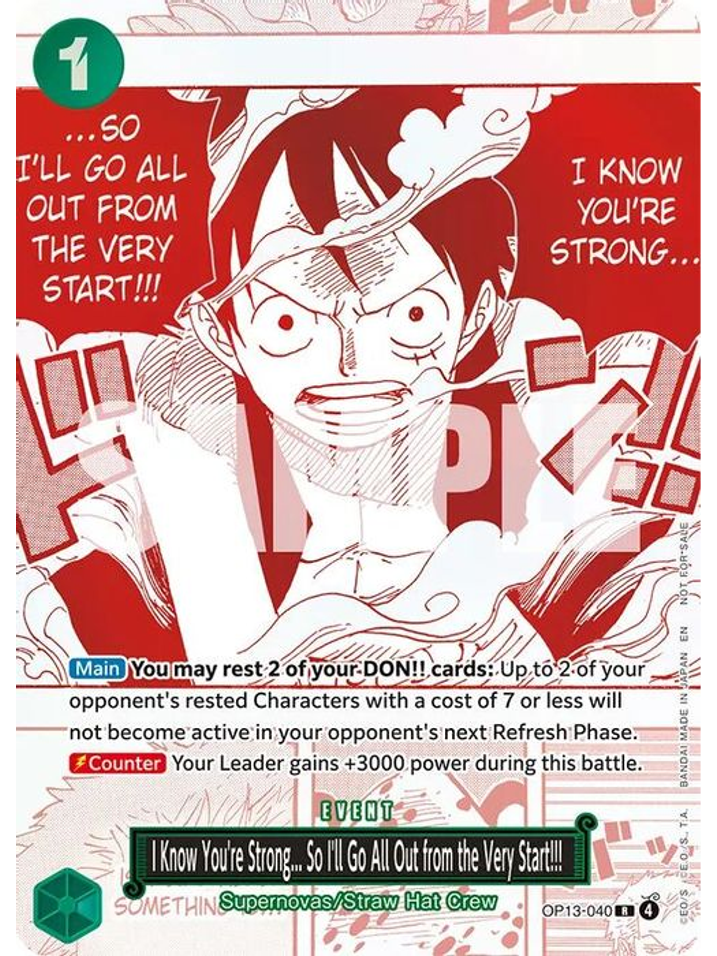 OP13-040 (Alternate Art) I Know You're Strong... So I'll Go All Out from the Very Start!!! 1