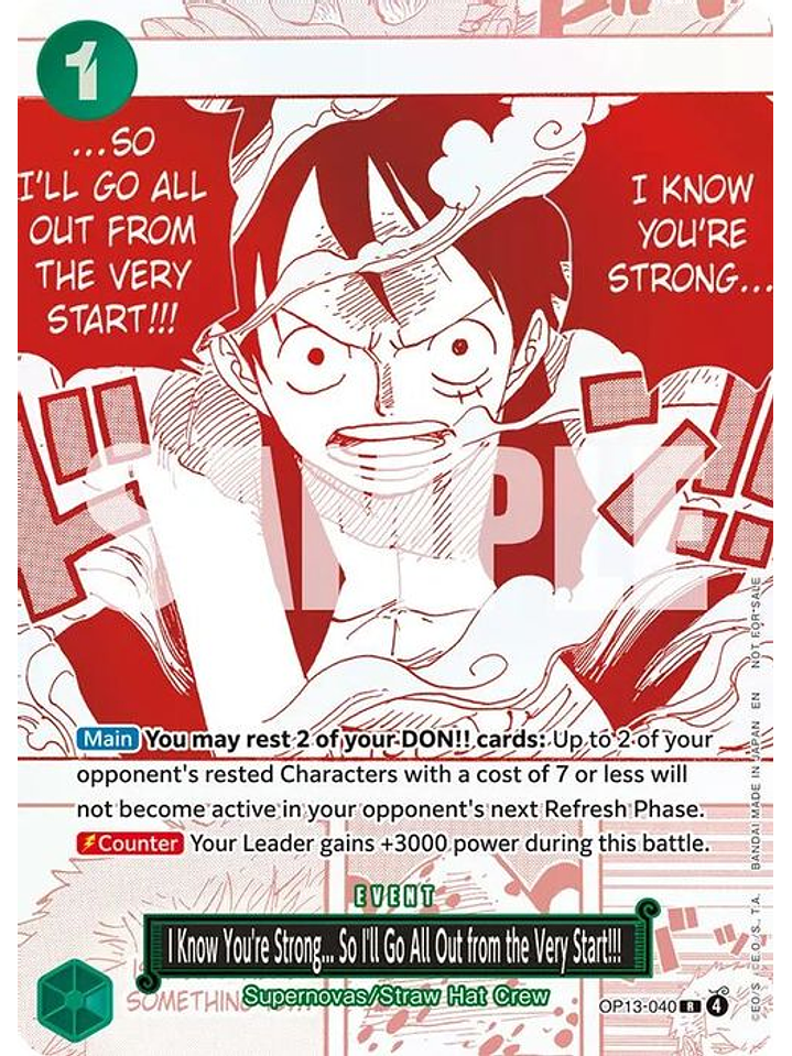 OP13-040 (Alternate Art) I Know You're Strong... So I'll Go All Out from the Very Start!!! 1