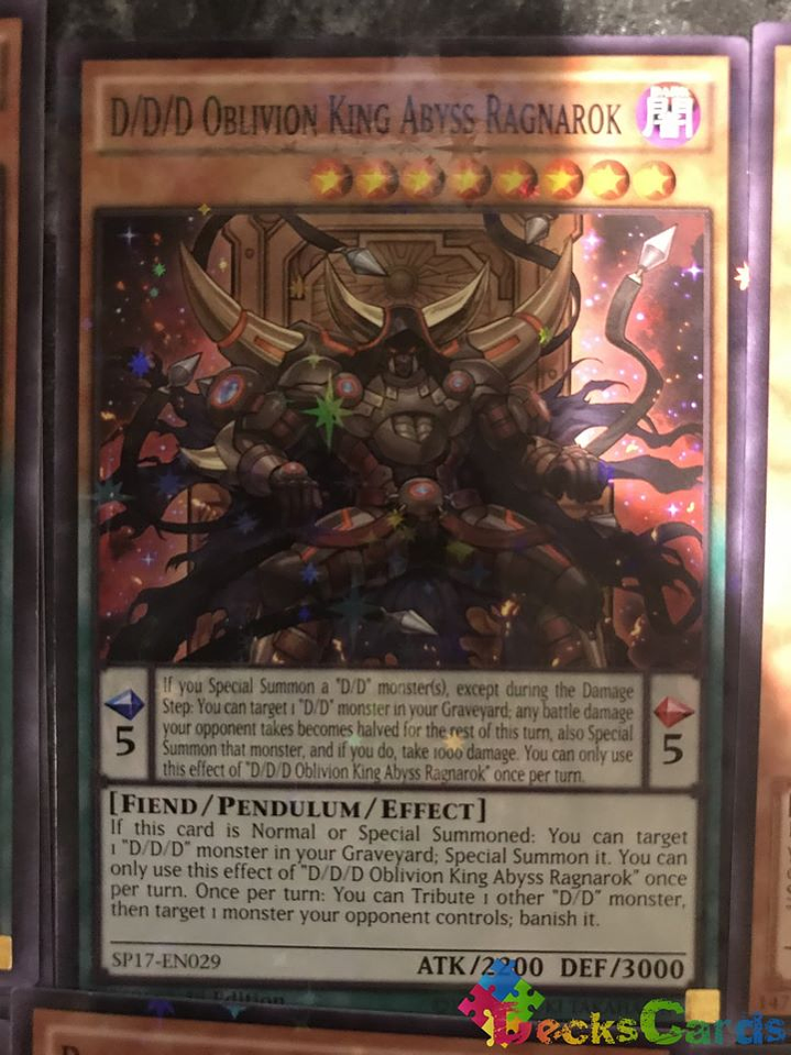 D/D/D Oblivion King Abyss Ragnarok - SP17-EN029 - Starfoil Rare 1st Edition 1