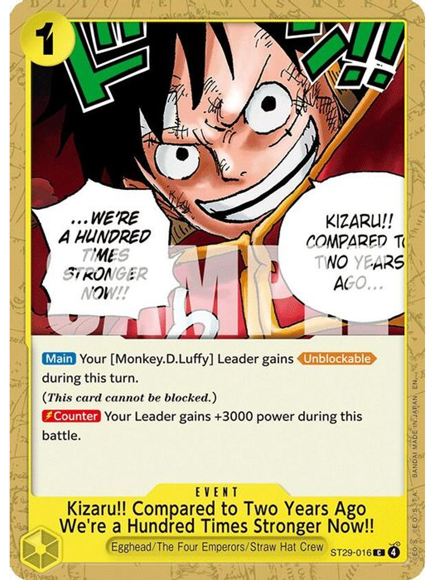 ST29-016 C Kizaru!! Compared to Two Years Ago We're a Hundred Times Stronger Now!! 1