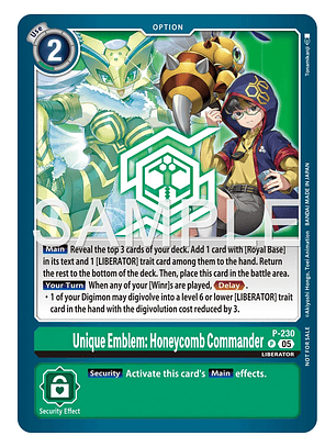 P-230 P Unique Emblem: Honeycomb Commander