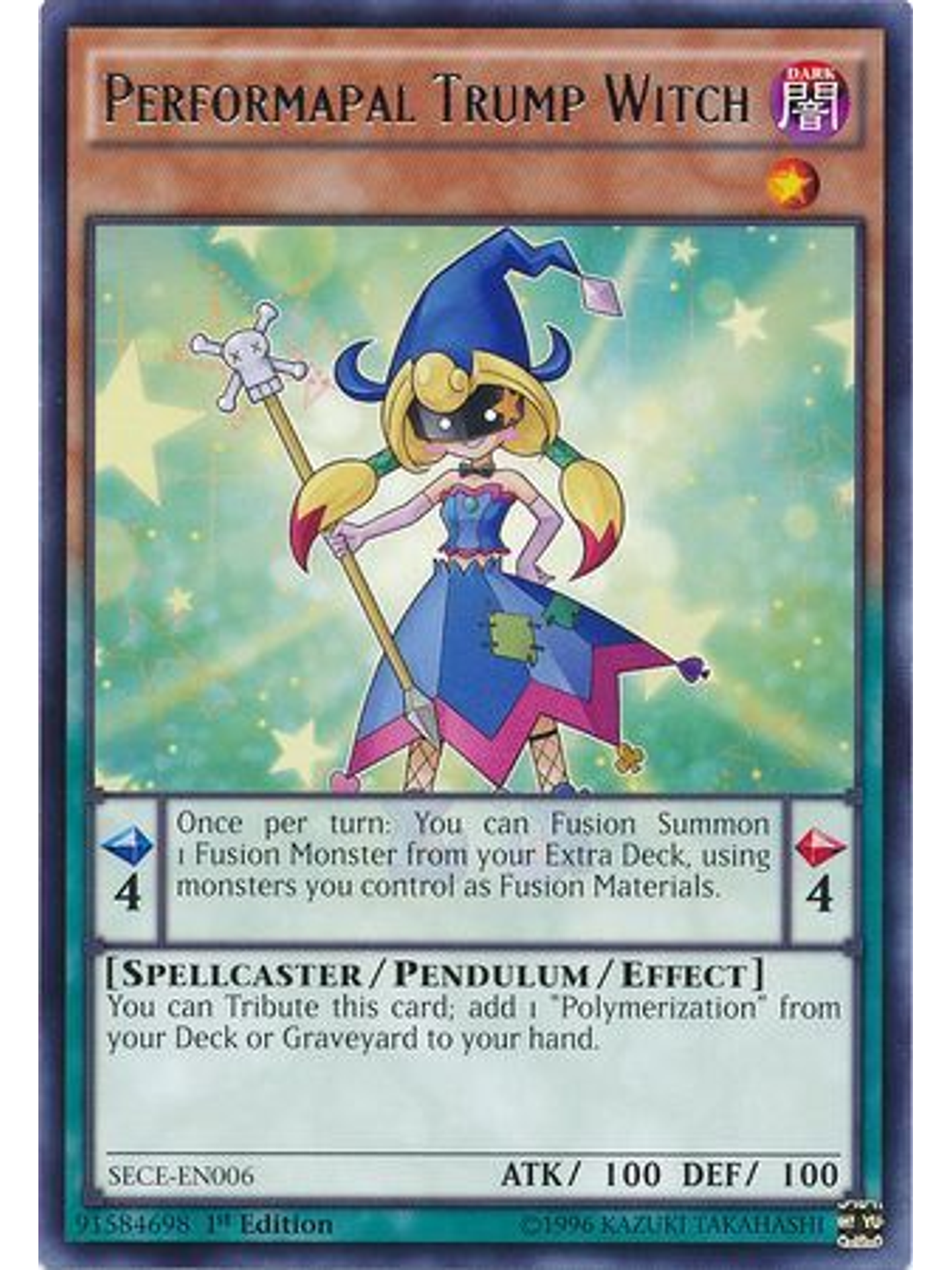 Performapal Trump Witch - SECE-EN006 - Rare 1st Edition 1