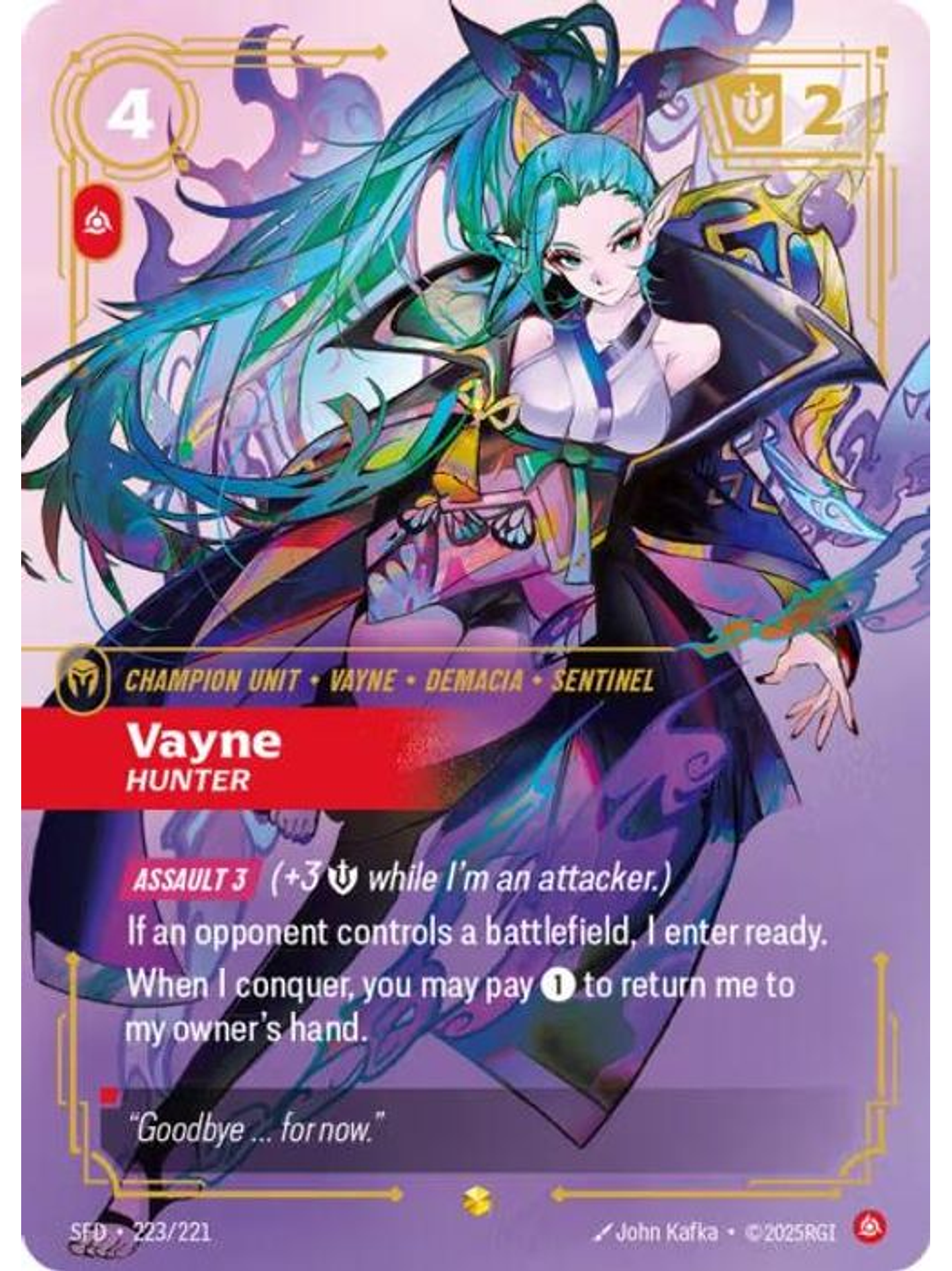 223/221 (Alternate Art) Vayne - Hunter (Overnumbered) 1