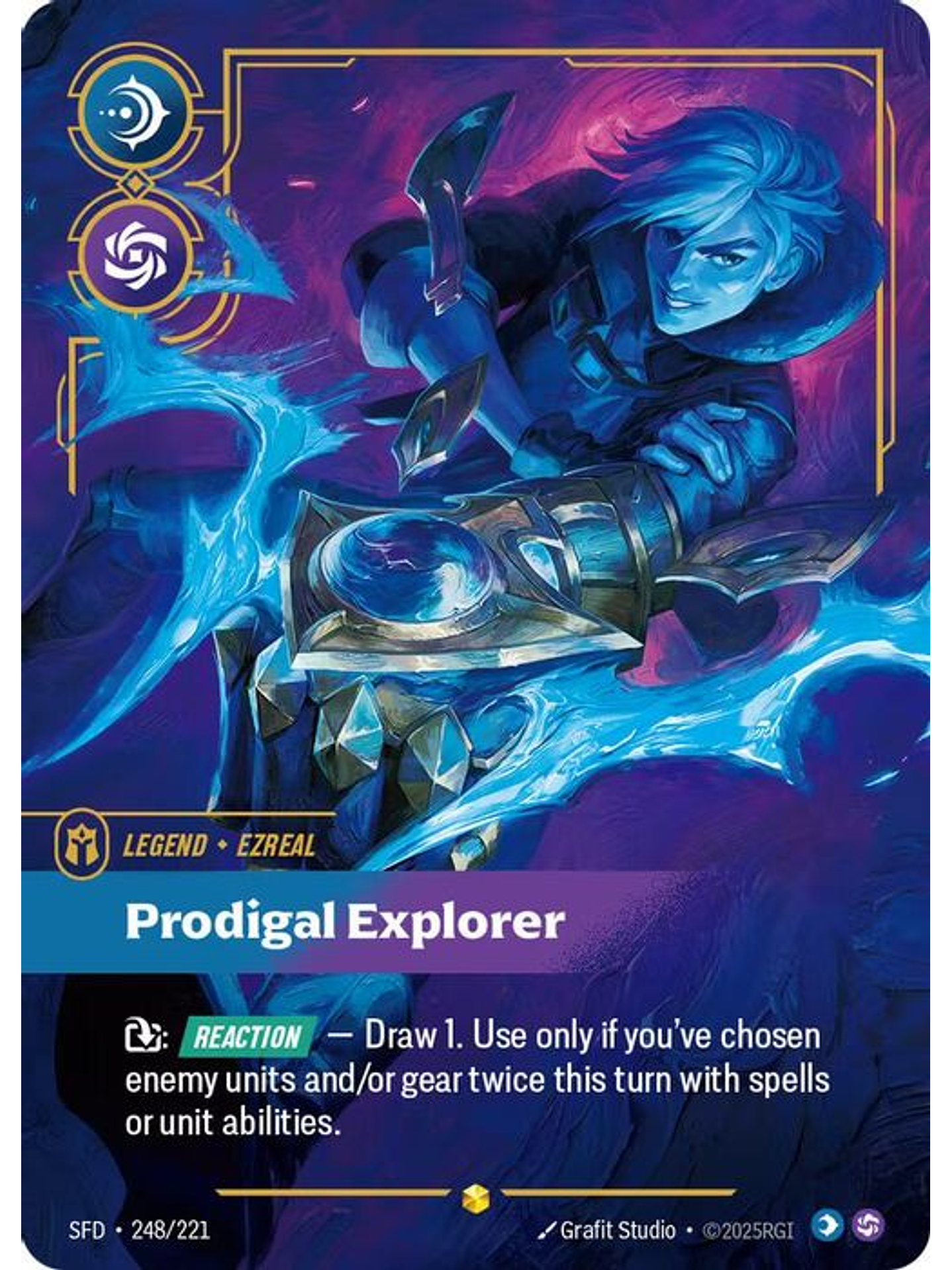 248/221 (Alternate Art) Ezreal - Prodigal Explorer (Overnumbered) 1