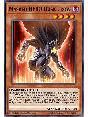 Masked HERO Dusk Crow - MZMU-EN014 - Super Rare 1st Edition
