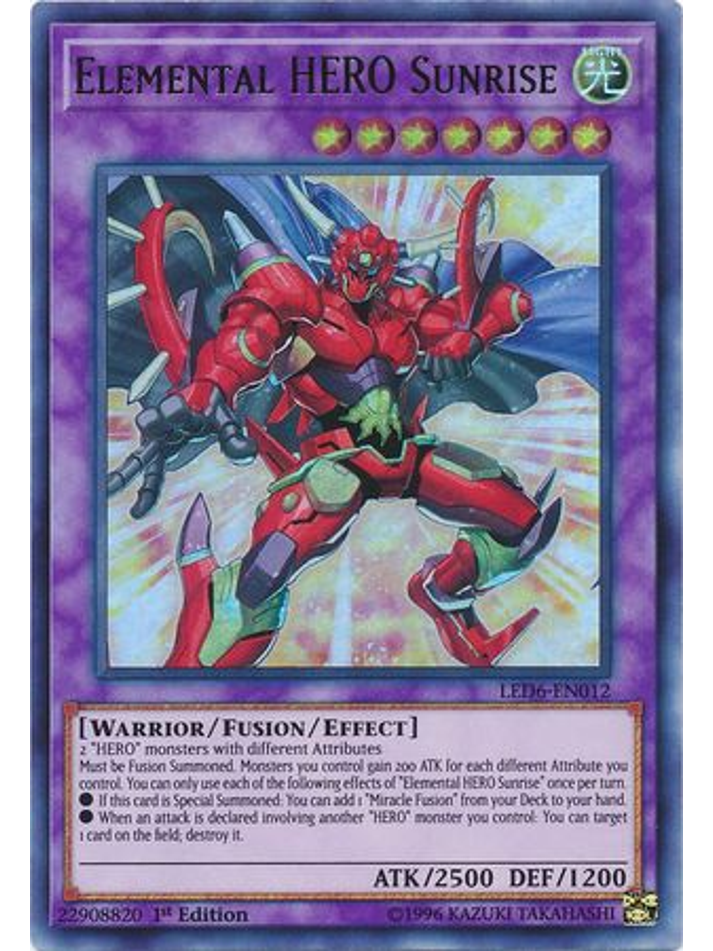 Elemental HERO Sunrise - LED6-EN012 - Ultra Rare 1st Edition 1