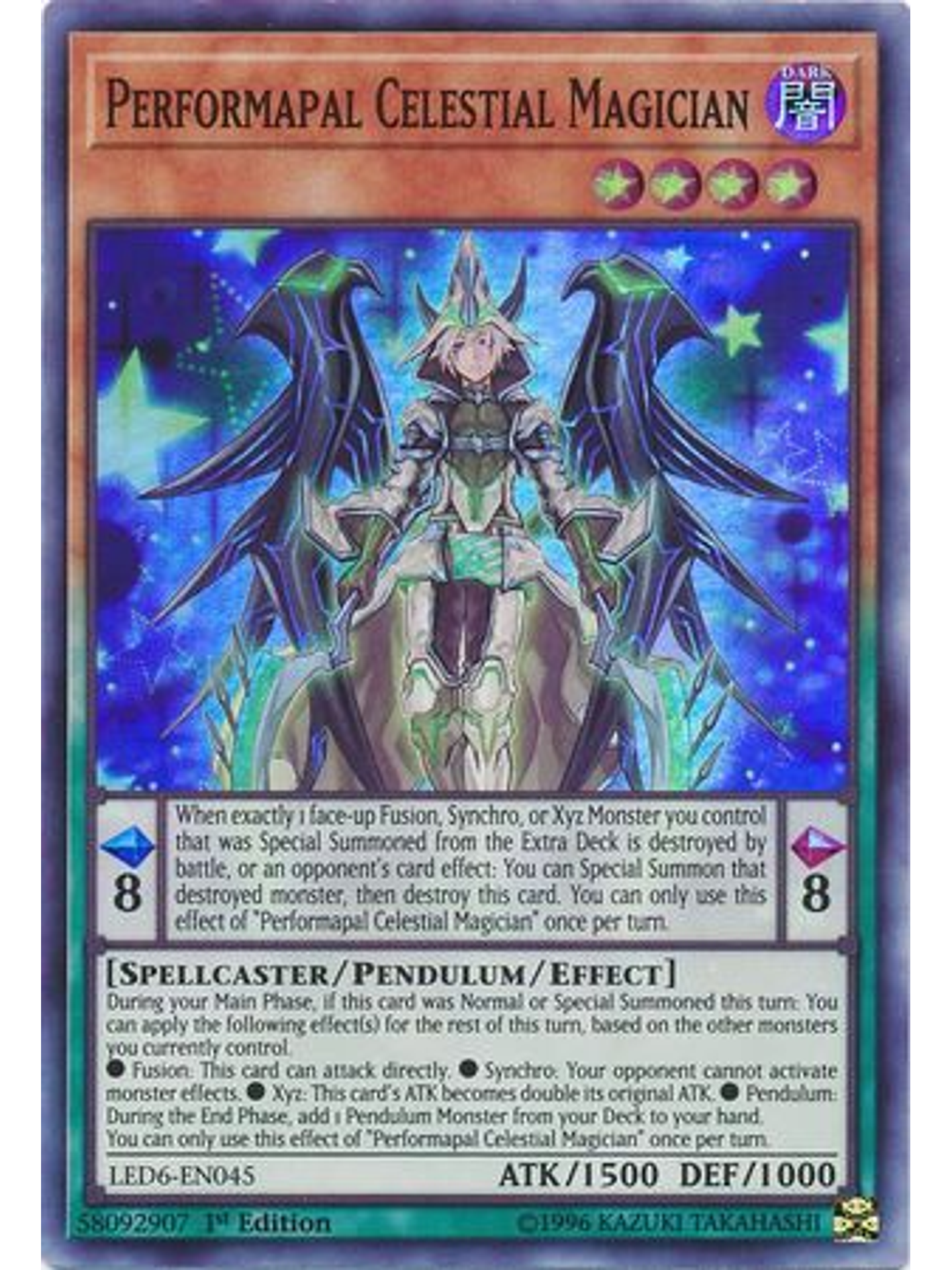 Performapal Celestial Magician - LED6-EN045 - Super Rare 1st Edition 1